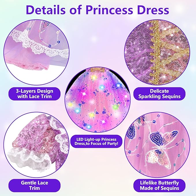 Girls Rapunzel LED Light-Up Princess Dress