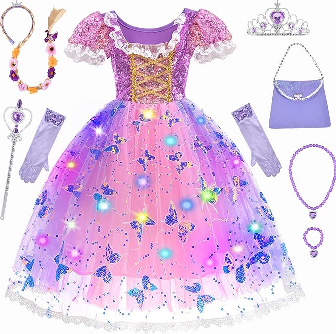 Girls Rapunzel LED Light-Up Princess Dress