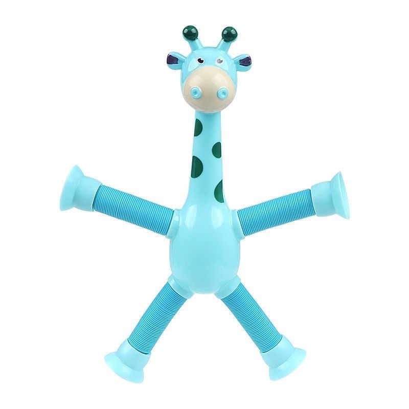 DIY  Telescopic Pop Tube Giraffe Sensory Toys Kids Stress Relief Games Early Education Suction Cup Giraffe Playing Gifts