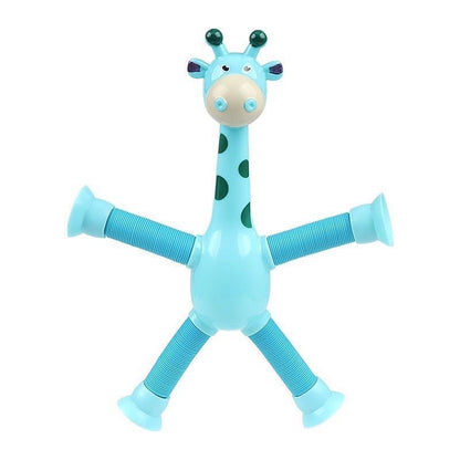 DIY  Telescopic Pop Tube Giraffe Sensory Toys Kids Stress Relief Games Early Education Suction Cup Giraffe Playing Gifts