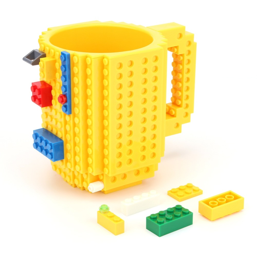 350ml Creative Lego Coffee Mugs silicone stainless steel Travel Kids Adult Cutlery Drink Dinnerware Set for Child