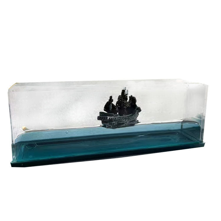 Black Pearl Pirate Ship Cruise Fluid Drift Bottle Will Never Turn Over Desktop Gift Decompression Decorative Ornaments