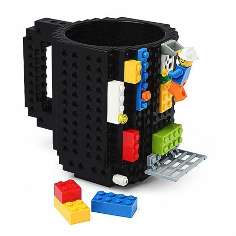 350ml Creative Lego Coffee Mugs silicone stainless steel Travel Kids Adult Cutlery Drink Dinnerware Set for Child