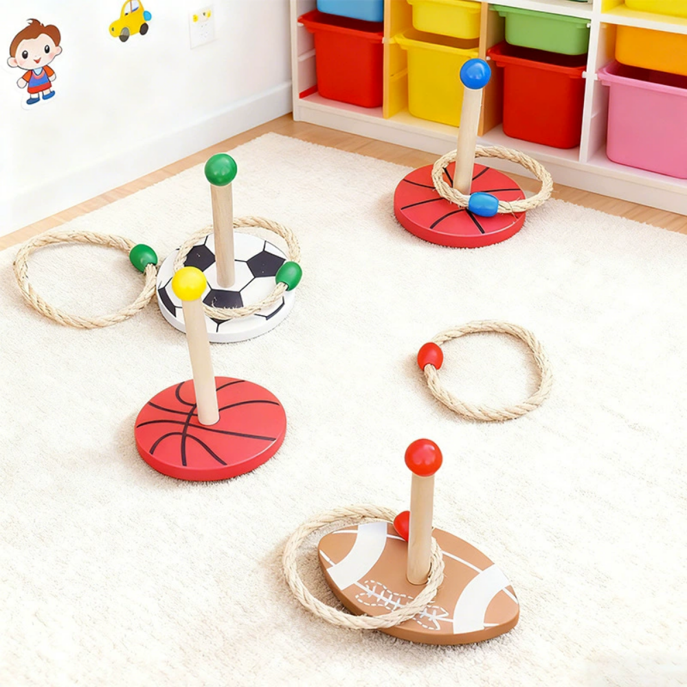 Wooden Ring Toss Game for Kids
