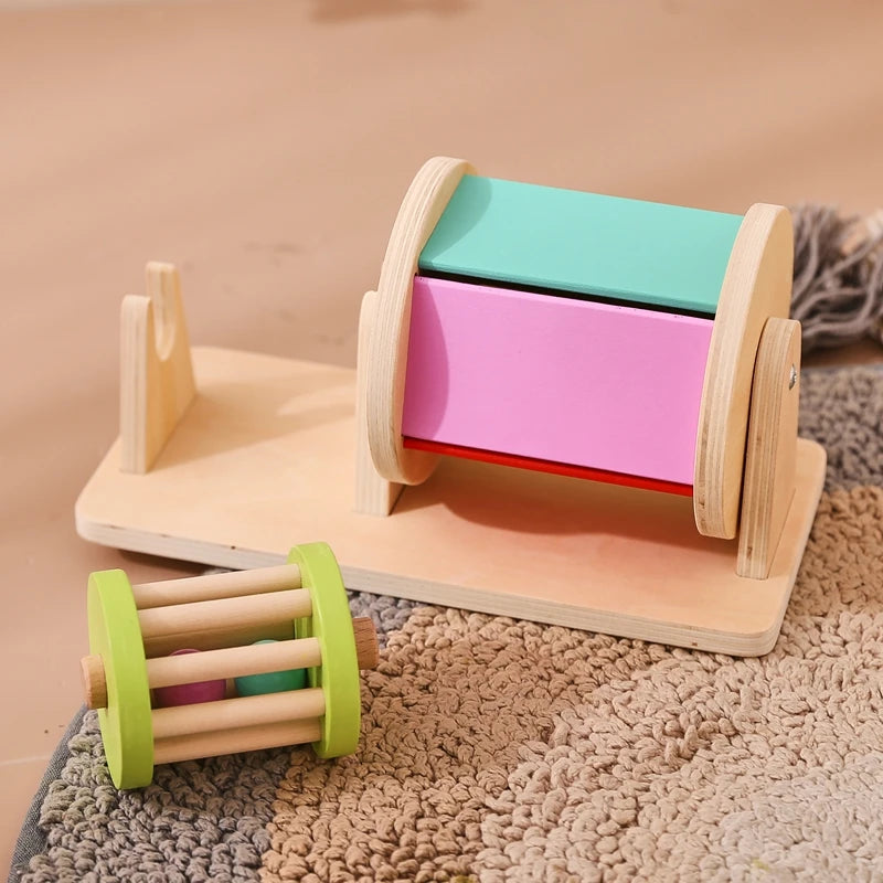 Wooden Montessori Sensory Drum Colors and Shapes Toy