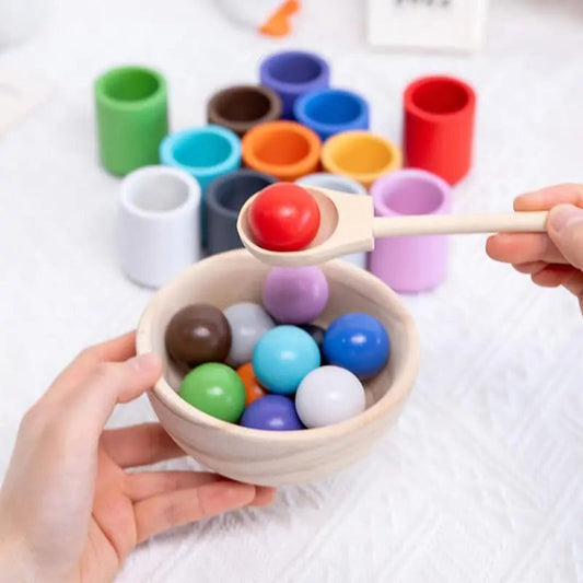 Montessori Wooden Ball and Cup Sorting Toy for Kids