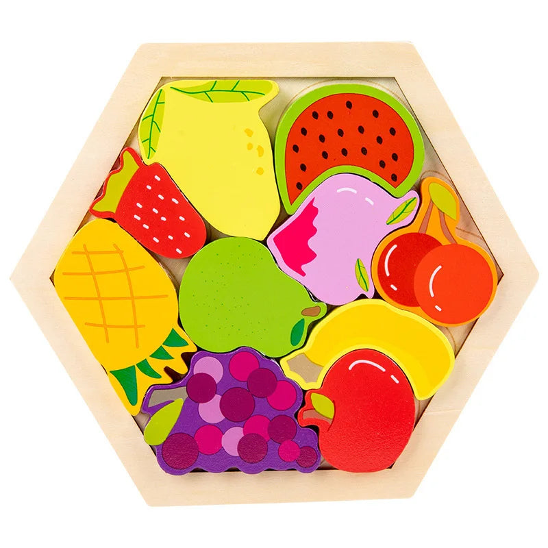 Wooden 3D Jigsaw Puzzle Toy for Childrens Early Learning and Development