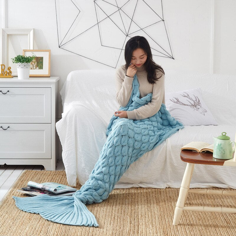 Mermaid Blanket Blankets Knitting Fish Tail Blanket Sofa Cover Birthday Gifts For Girls