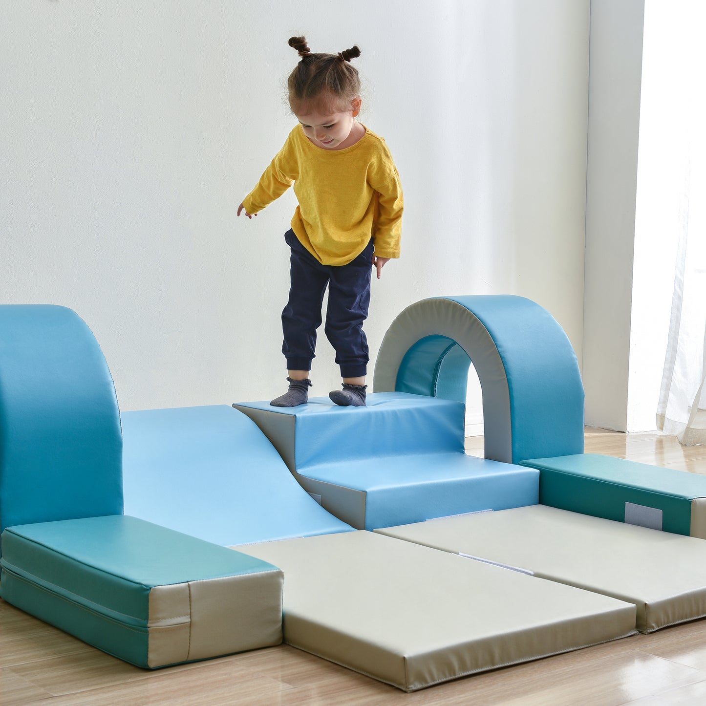 Soft Climb and Crawl Foam Playset 10 in 1 Safe Soft Foam Nugget Block for Infants Preschools