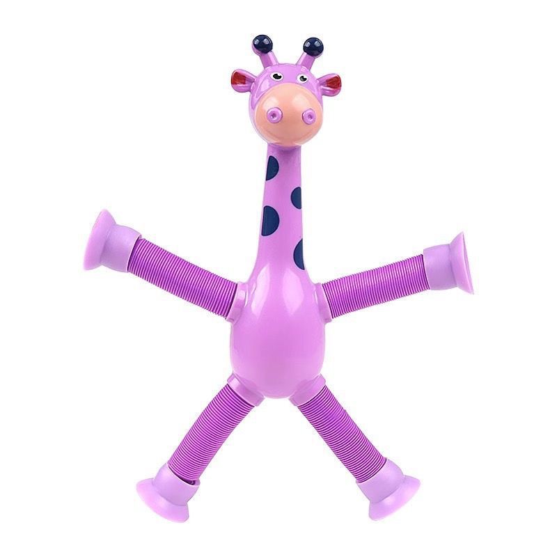 DIY  Telescopic Pop Tube Giraffe Sensory Toys Kids Stress Relief Games Early Education Suction Cup Giraffe Playing Gifts