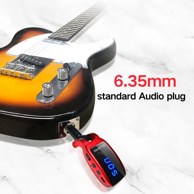 Wireless Guitar System Rechargeable Upgrated LED Screen15 Channels UHF Wireless Guitar Transmitter Receiver Guitar Accessories