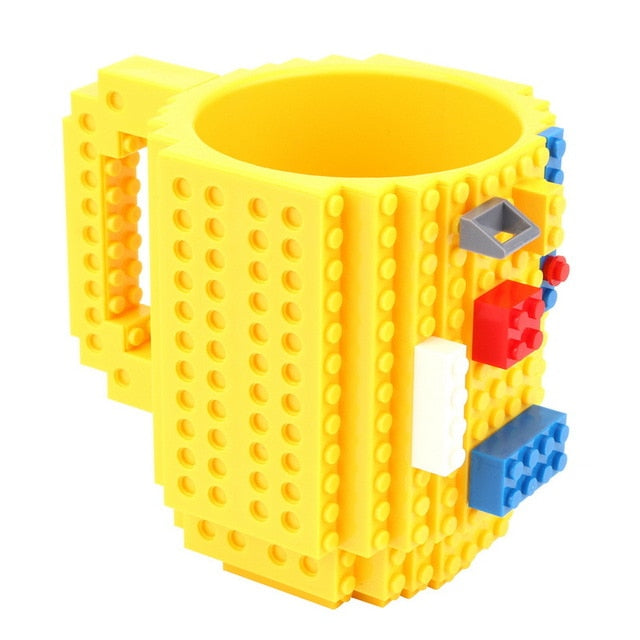 350ml Creative Lego Coffee Mugs silicone stainless steel Travel Kids Adult Cutlery Drink Dinnerware Set for Child