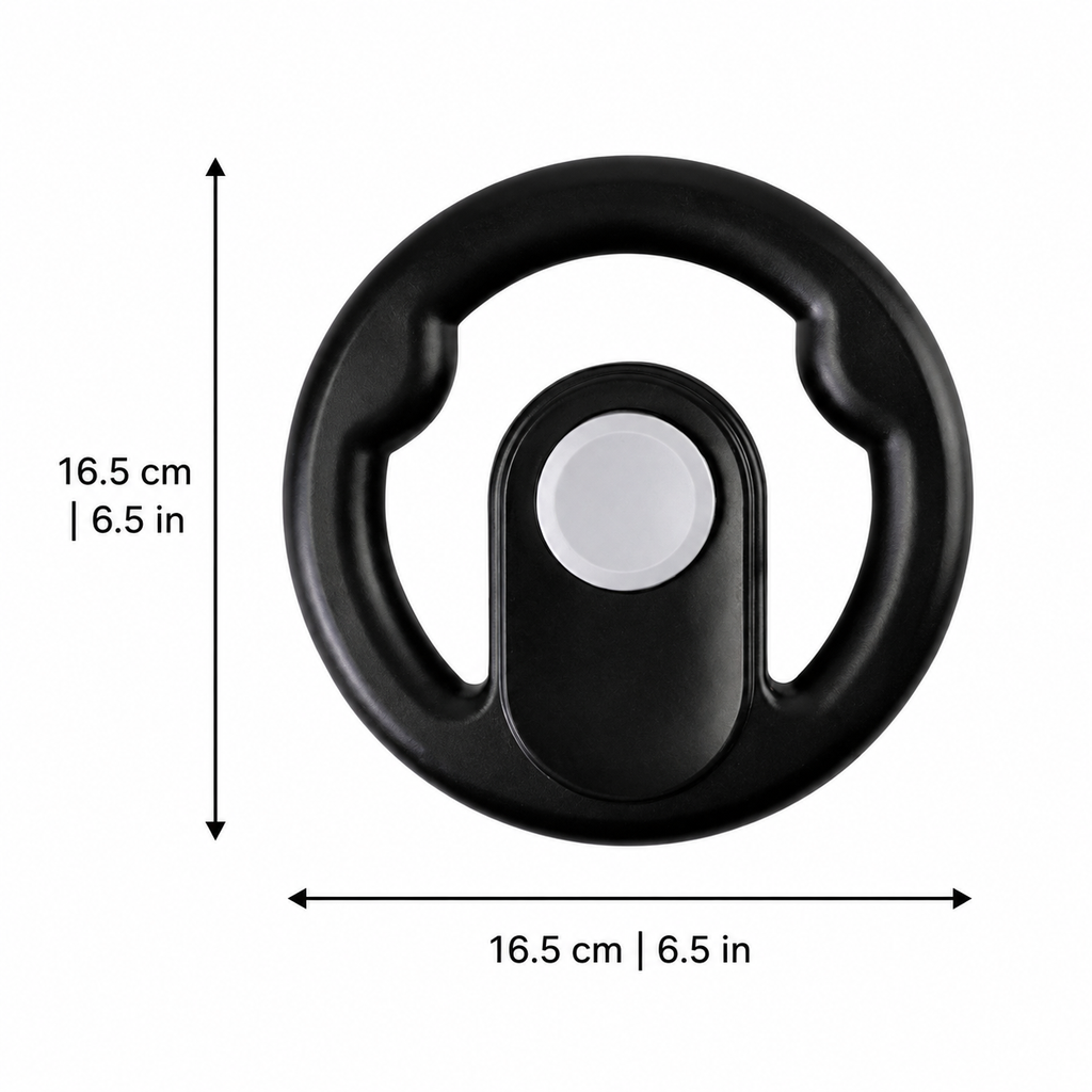 Close-up of toddler pram steering wheel toy with buttons and wheel
