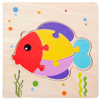 Jigsaw Puzzle Children's Toddler Baby Early Education Puzzle Cartoon Puzzle Color Cognition 0-6 Years Old Toy Puzzle