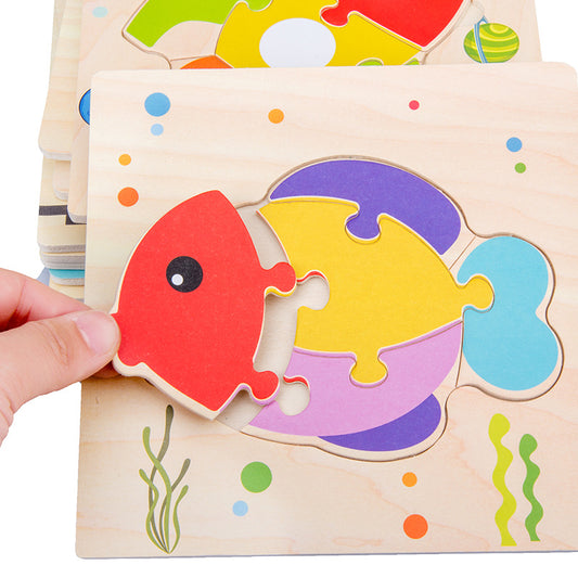 Jigsaw Puzzle Children's Toddler Baby Early Education Puzzle Cartoon Puzzle Color Cognition 0-6 Years Old Toy Puzzle