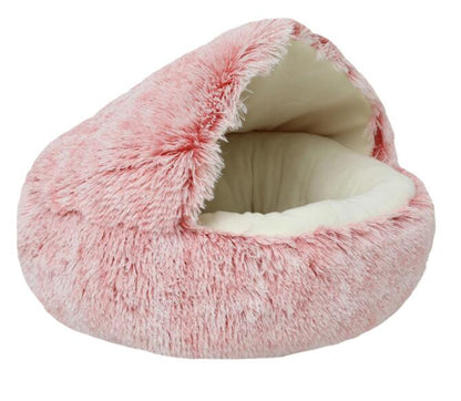 Pet Dog Cat Bed Round Plush Cat Warm Bed House Soft Long Plush Bed For Small Dogs For Cats Nest 2 In 1 Cat Bed