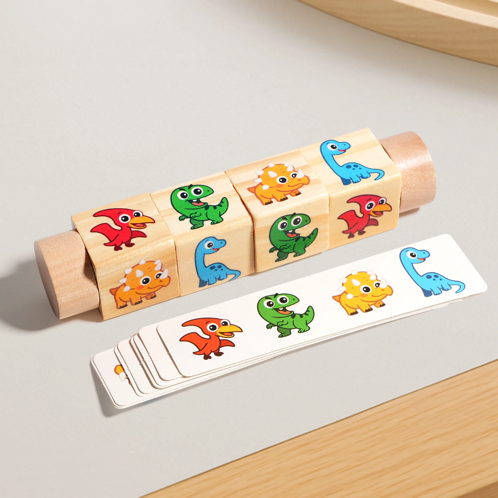 Colourful wooden rotating blocks puzzle for toddlers and preschoolers