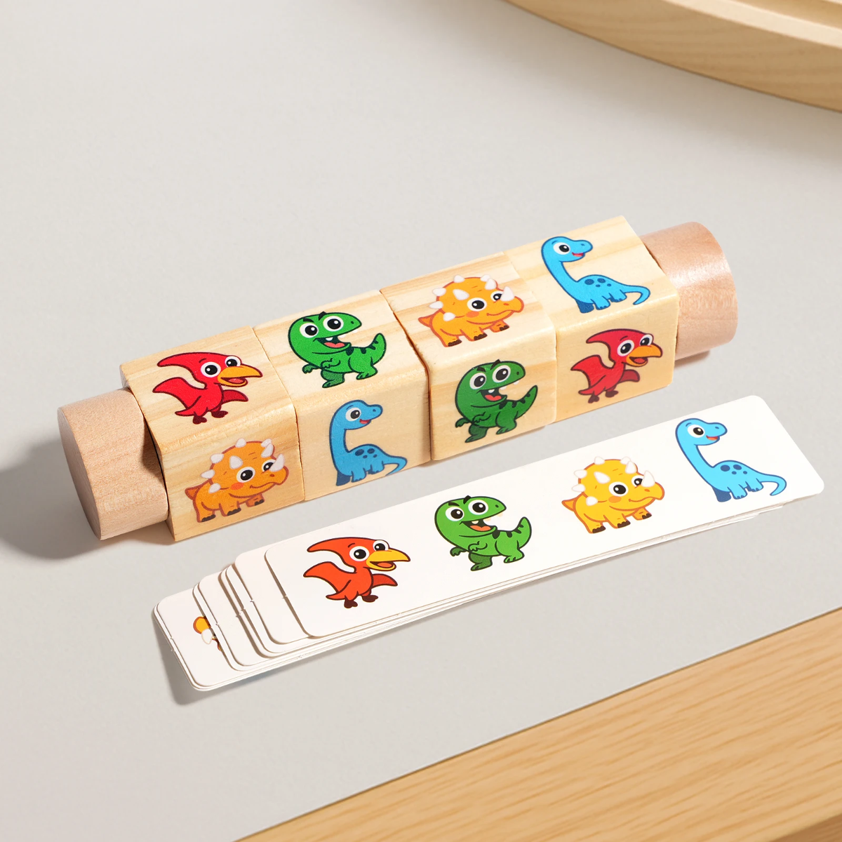 Colourful wooden rotating blocks puzzle for toddlers and preschoolers