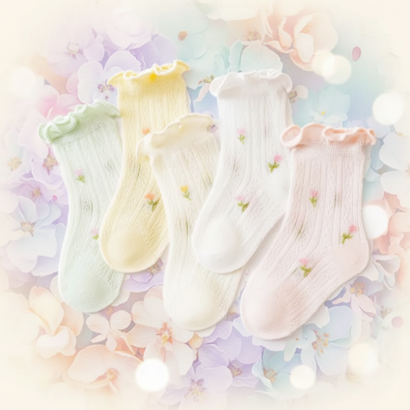 Soft breathable baby socks set with cute colourful styles