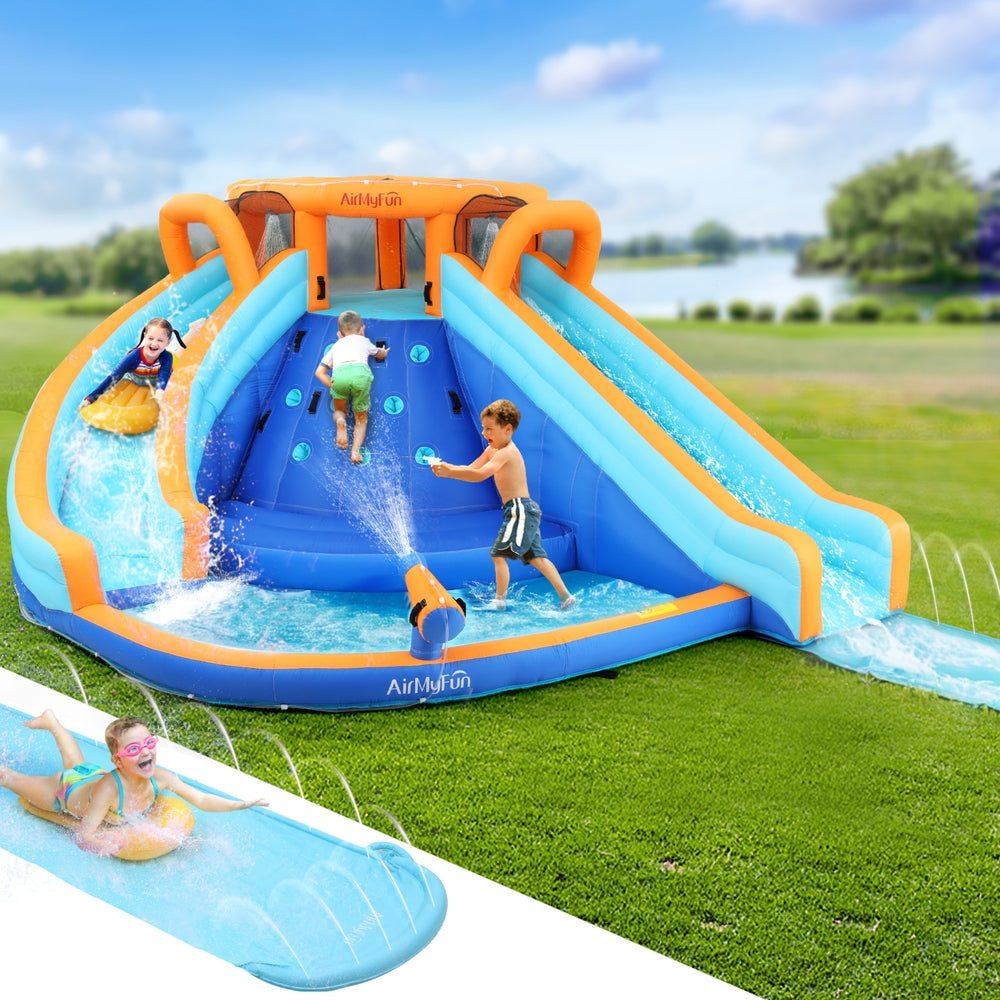 AirMyFun Kids Inflatable Pool Water Double Slide Park Jumping Castle 465X390CM