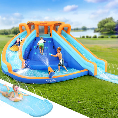 AirMyFun Kids Inflatable Pool Water Double Slide Park Jumping Castle 465X390CM