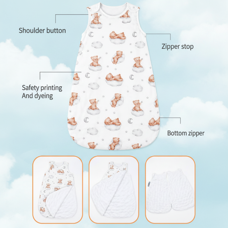Lightweight baby sleeping bag with sleeveless cut for warmer nights