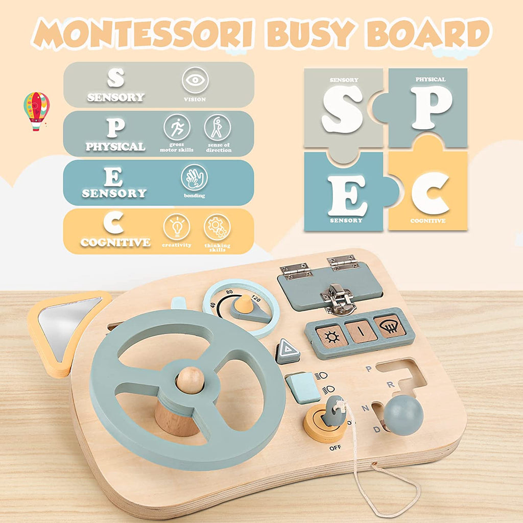 Montessori Wooden Steering Wheel Toy for Kids