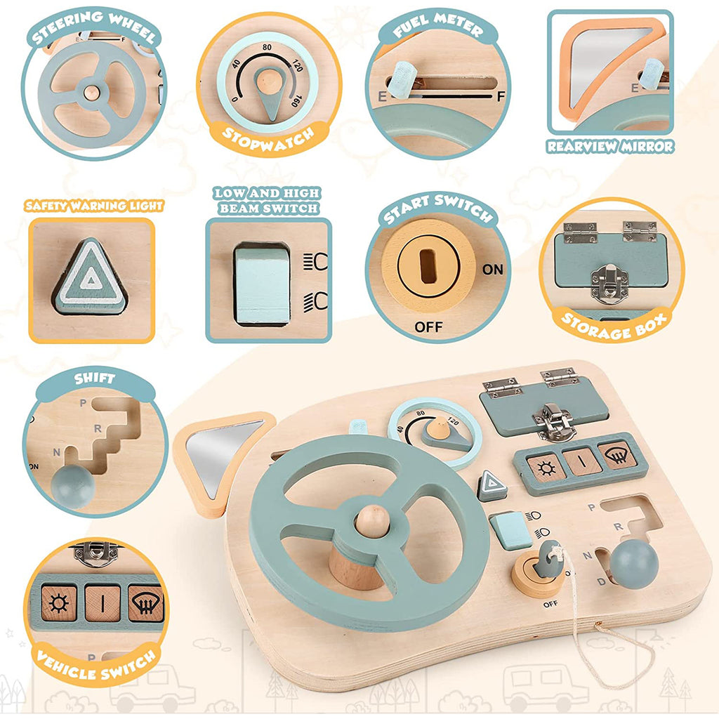 Montessori Wooden Steering Wheel Toy for Kids