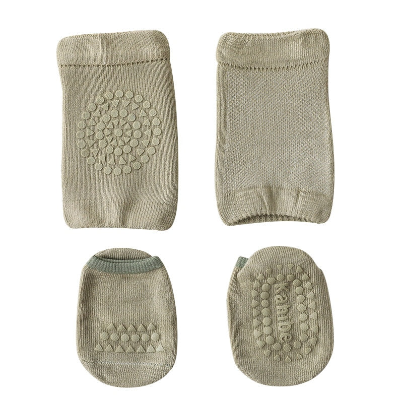 Cushioned Knee Pads and Anti-Slip Socks Set for Babies – 2 Pieces