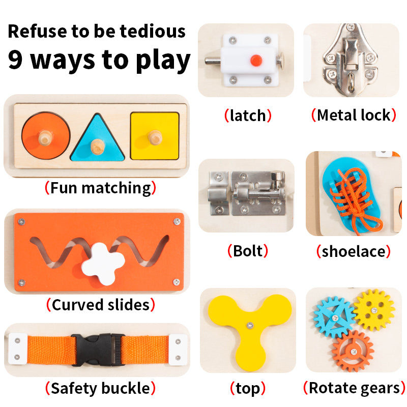 Montessori Wooden Busy Board Toy for Kids