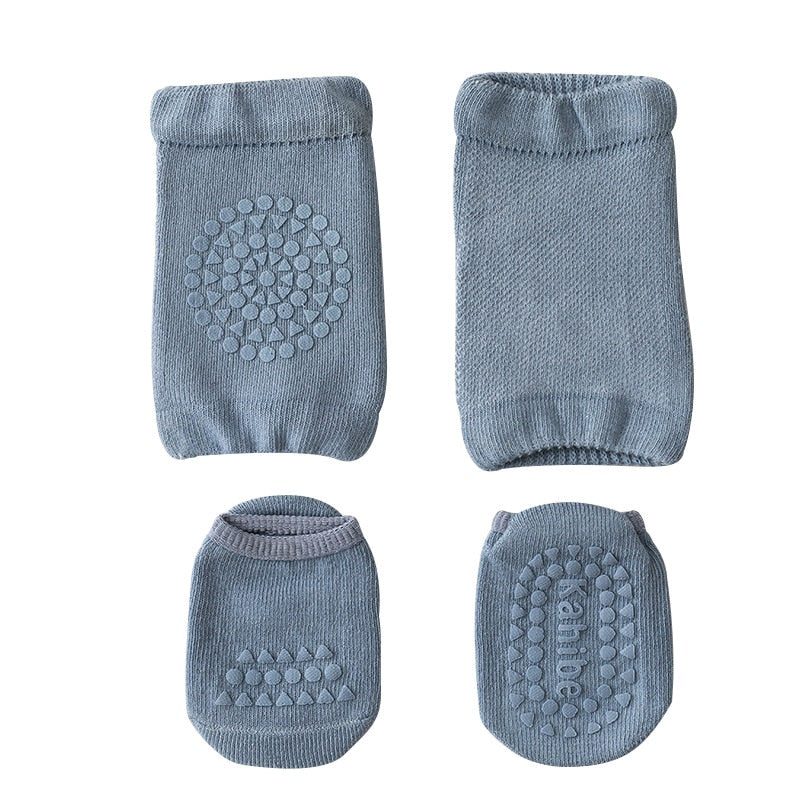 Cushioned Knee Pads and Anti-Slip Socks Set for Babies – 2 Pieces