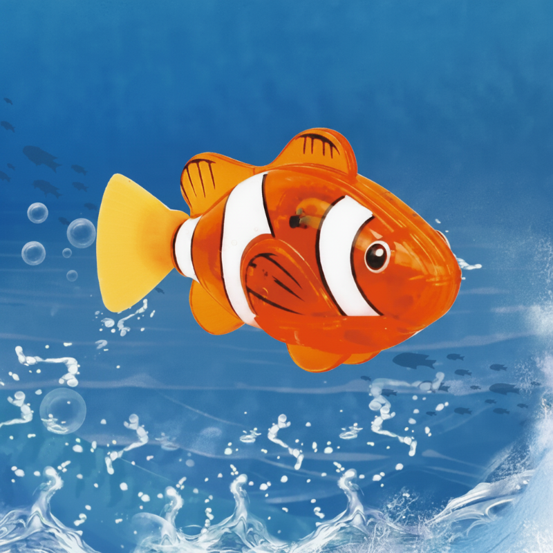 Compact swimming fish bath toy for bath time fun