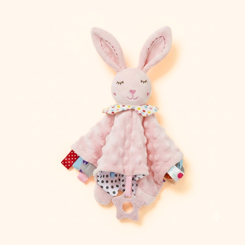 Lightweight baby comforter blanket shown folded to highlight soft texture