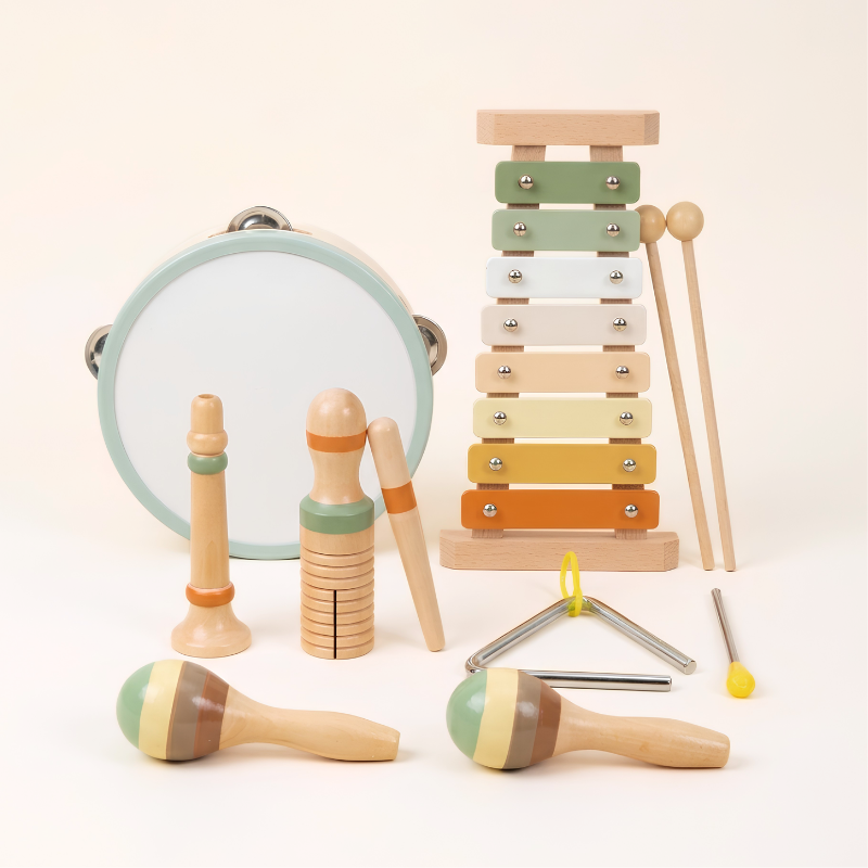 Wooden toddler music set with xylophone and assorted instruments