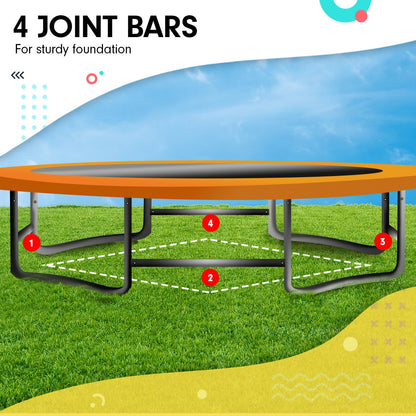 Kahuna 8ft X 14t Outdoor Orange Oval Trampoline With Safety Enclosure And Basketball Hoop Set