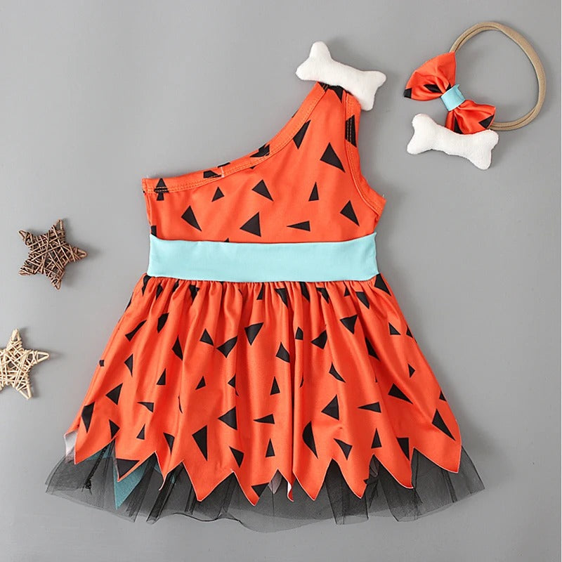 Baby Flintstone Pebbles Dress with Headband