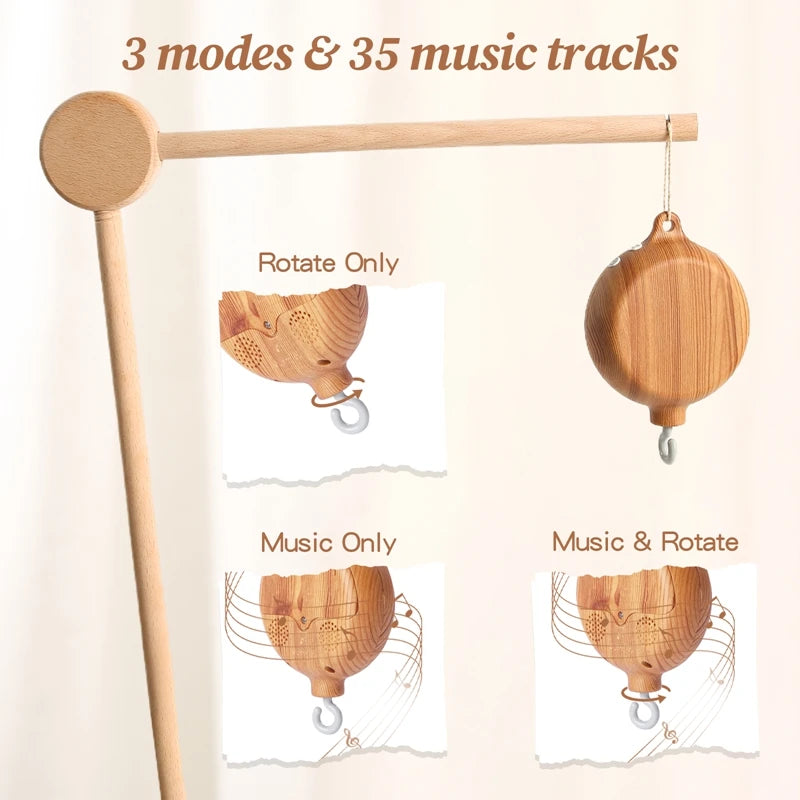 Wooden Hanging Musical Baby Crib Rattle Soothing Toy