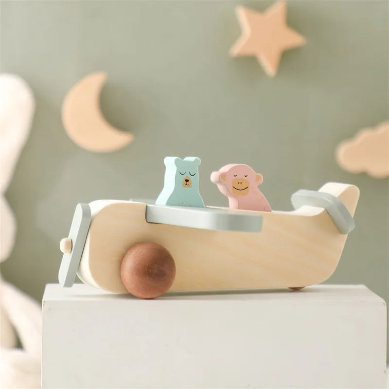 Wooden Montessori Airplane Toy for Creativity and Motor Skills