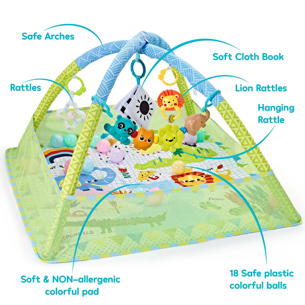 Multifunctional Baby Play Gym Mat with Music & Activity Frame