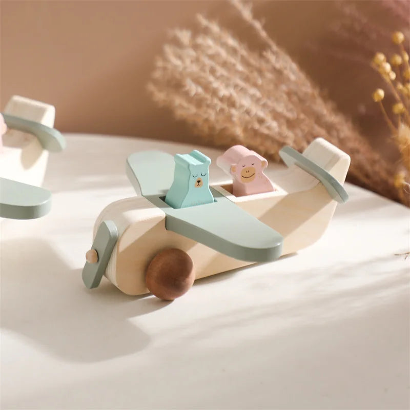 Wooden Montessori Airplane Toy for Creativity and Motor Skills