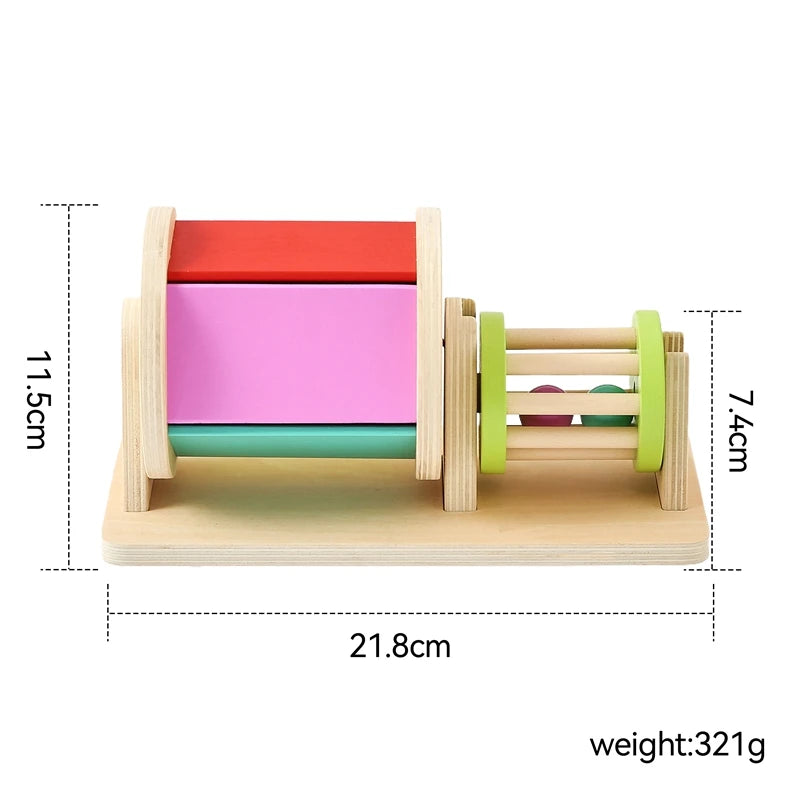 Wooden Montessori Sensory Drum Colors and Shapes Toy