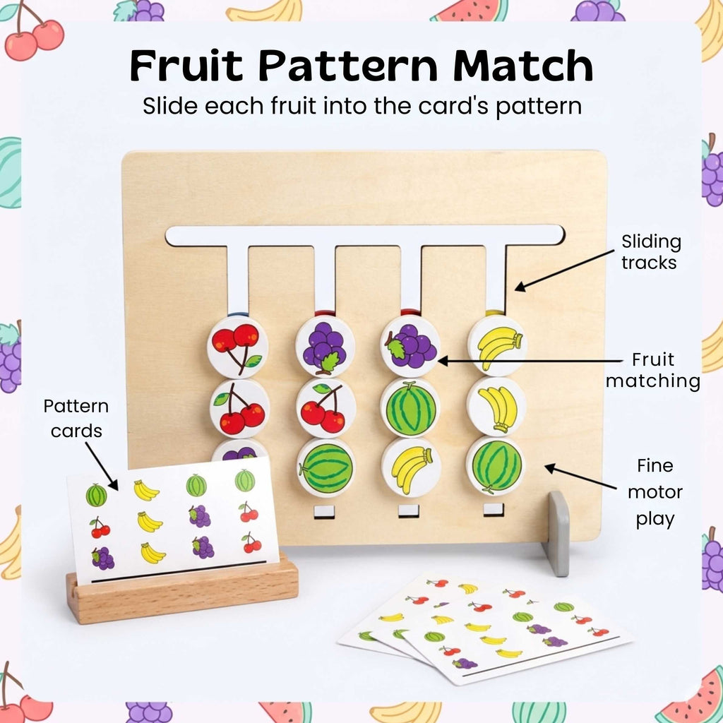 Wooden Logic Board with Sliding Colour Pieces and Pattern Matching Puzzles for Kids