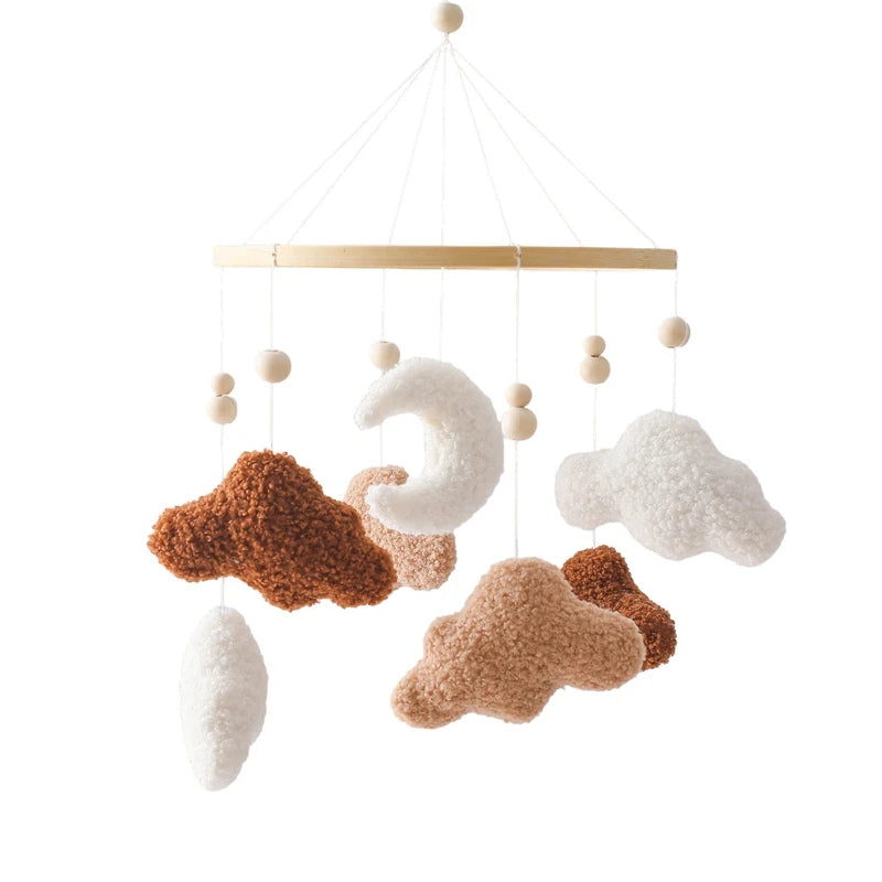 Wooden Bear Crib Mobile with Soft Felt Rattle and Music Box