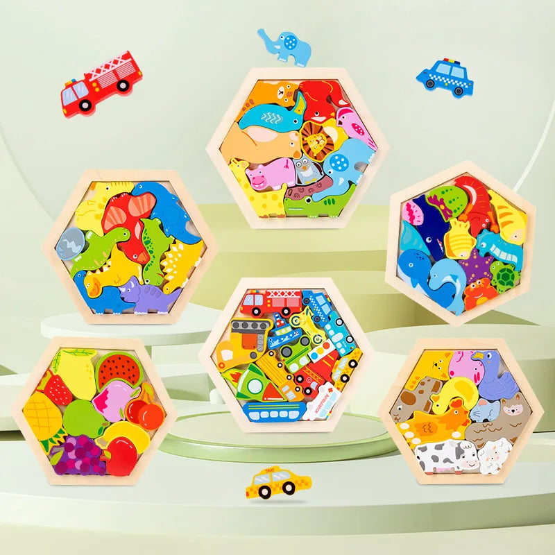Wooden 3D Jigsaw Puzzle Toy for Childrens Early Learning and Development