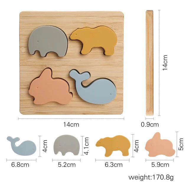 3D Wooden Forest Animals Puzzle Board Montessori Educational Toy