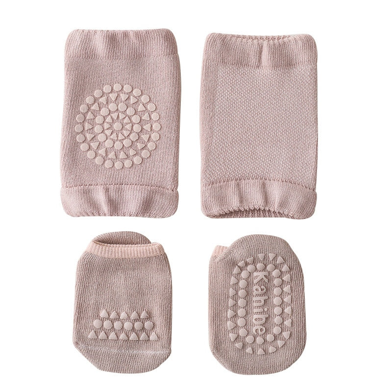 Cushioned Knee Pads and Anti-Slip Socks Set for Babies – 2 Pieces