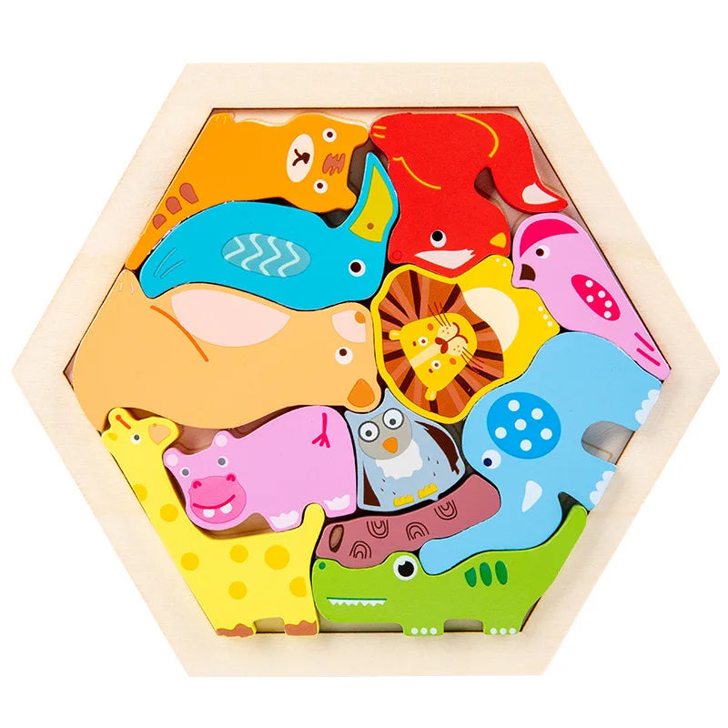 Wooden 3D Jigsaw Puzzle Toy for Childrens Early Learning and Development