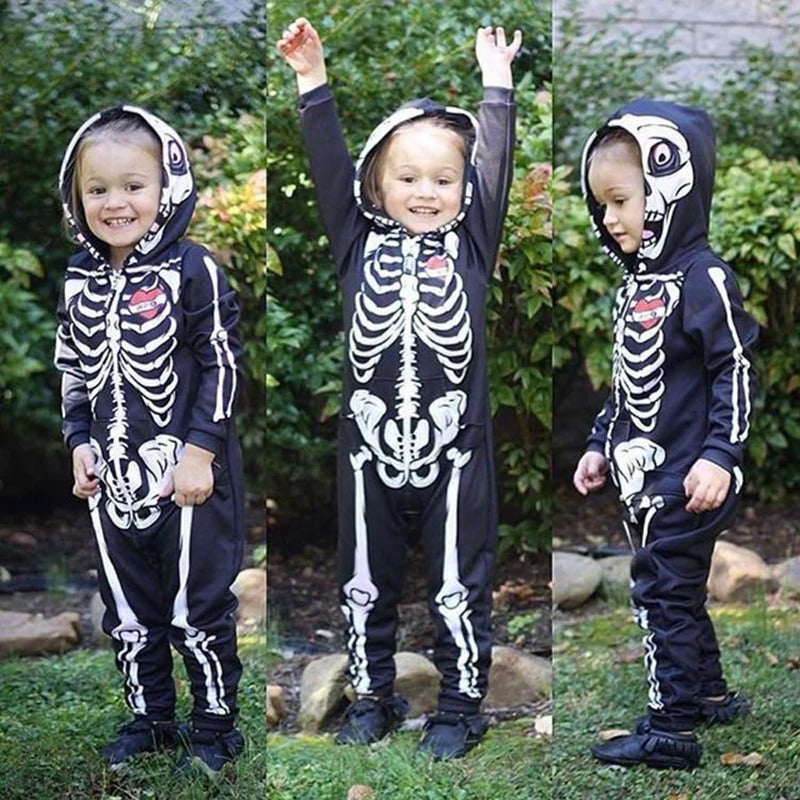 Baby Skull Print Halloween Romper