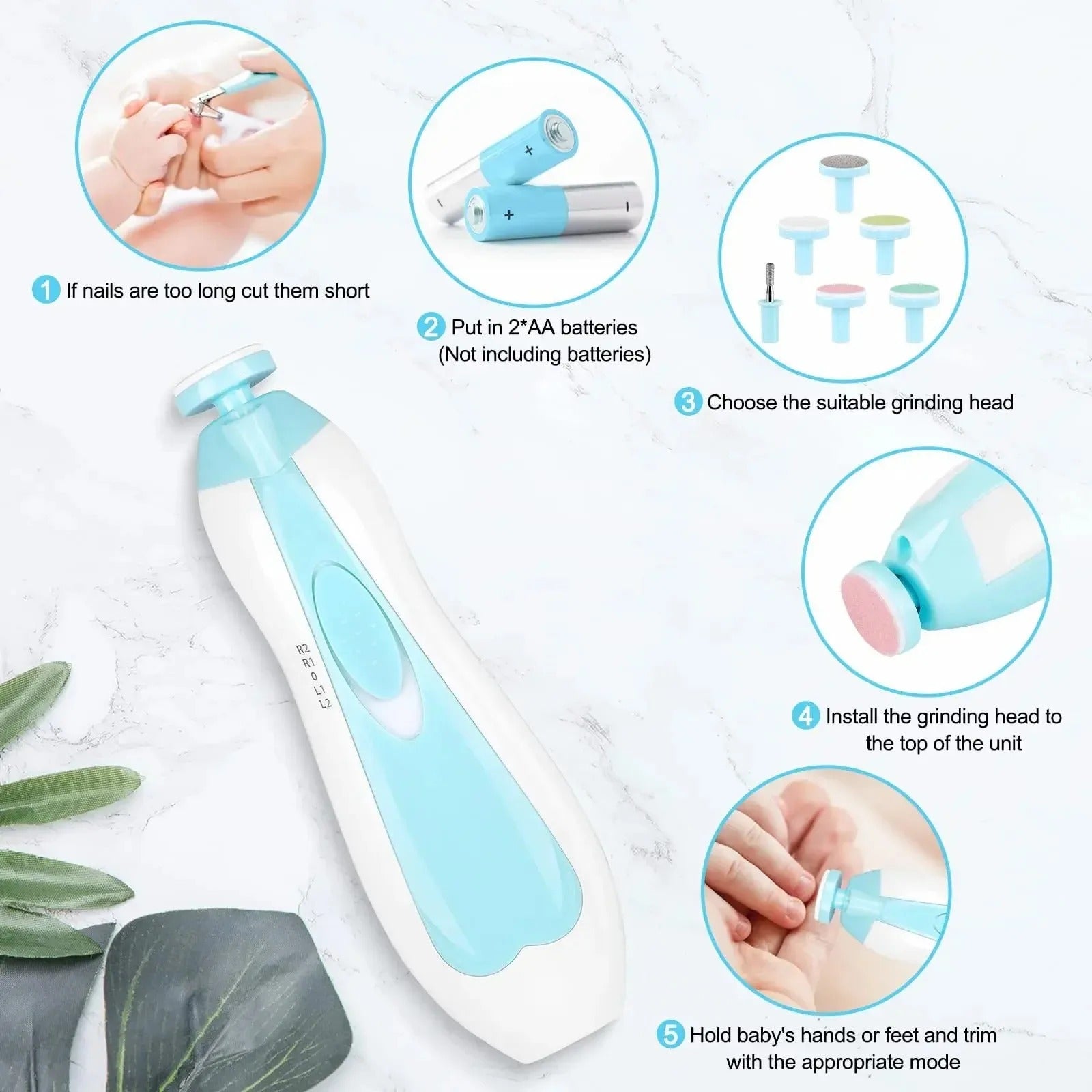 Baby Electric Nail Trimmer Safe Grooming Tool for Infants