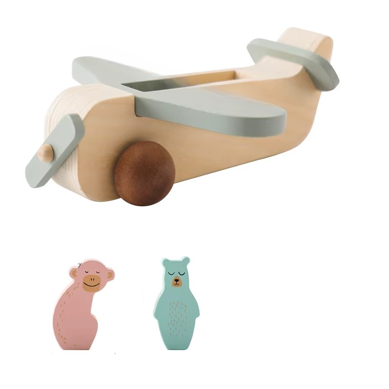 Wooden Montessori Airplane Toy for Creativity and Motor Skills